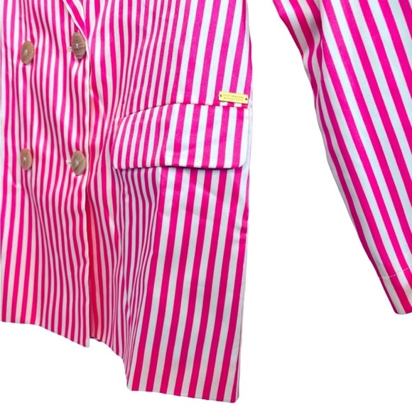 Scotch & Soda Stripe Print Peak Lapel Double-Breasted Blazer and shorts set pink - Picture 4 of 7